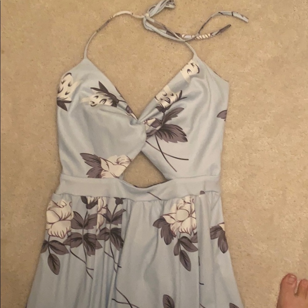 Blue & white floral cut out maxi dress. Size L